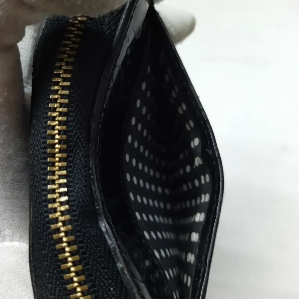 Kate Spade Black Leather Zip Around Credit Card Square Wallet